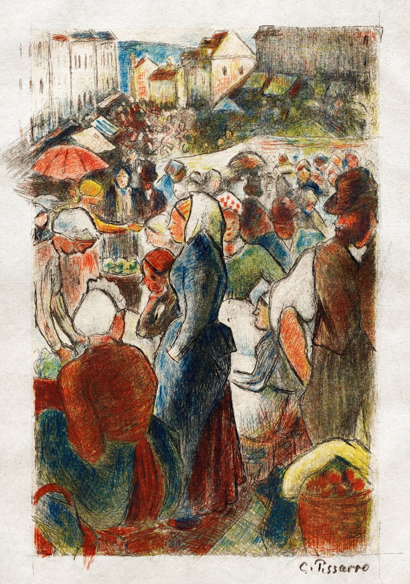 The Market at Gisors: Rue Cappeville (ca. 1894 - 95) - Milisima Studio