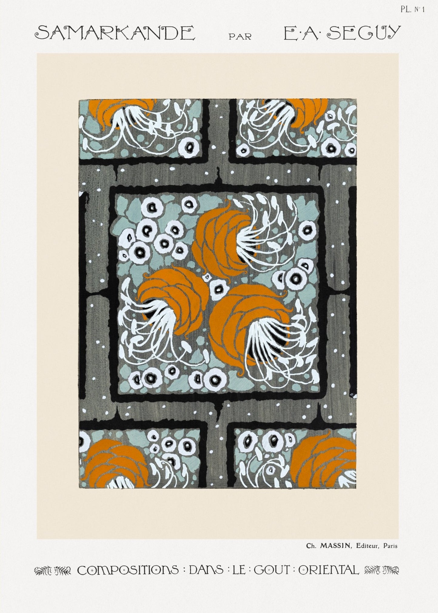 Samarkande PL 1 Flower pochoir pattern (1914) - Milisima Studio