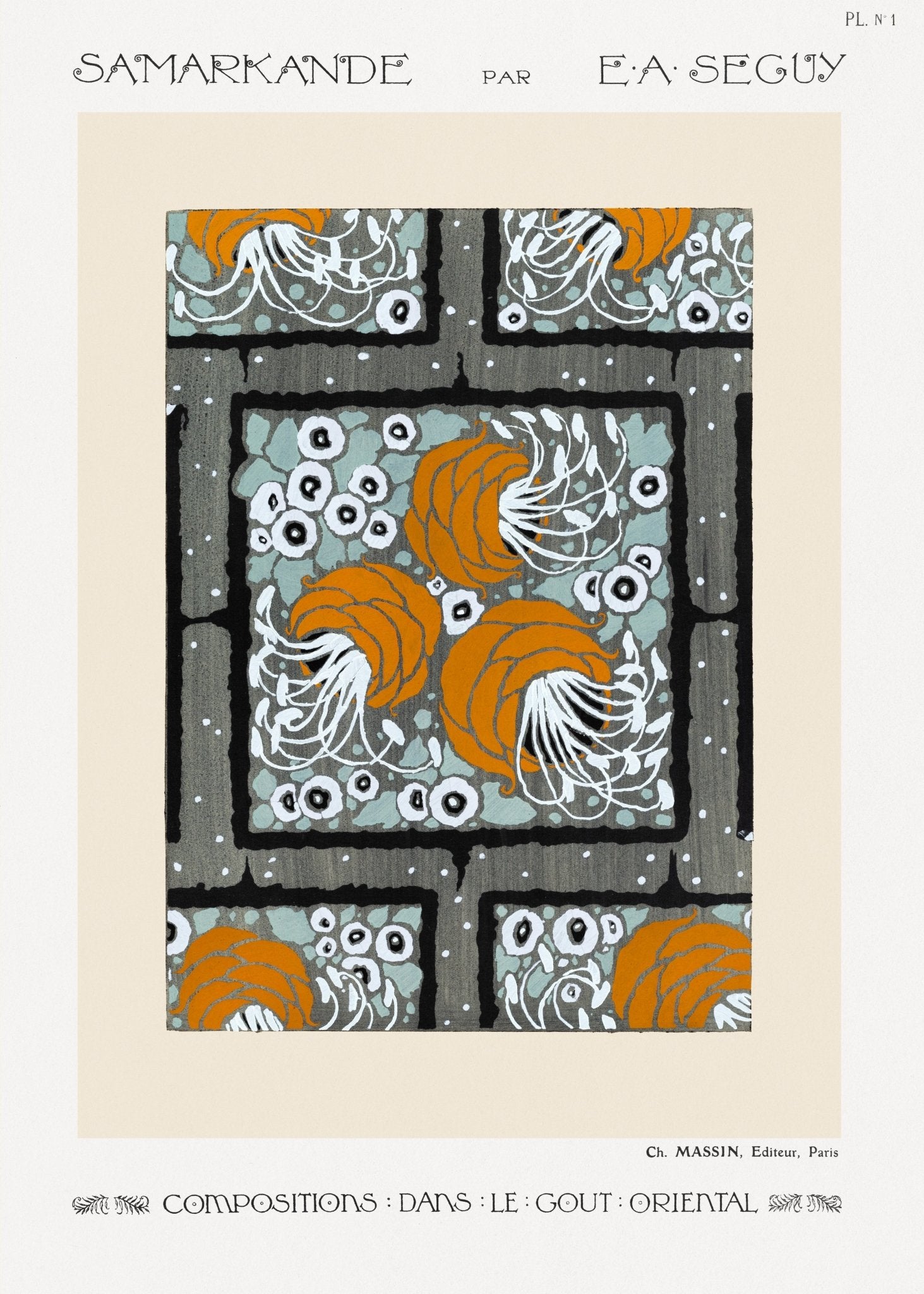 Samarkande PL 1 Flower pochoir pattern (1914) - Milisima Studio