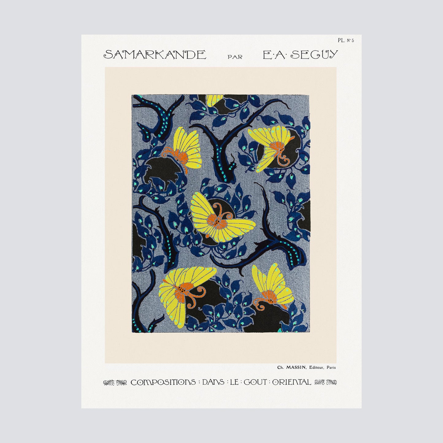 Samarkande PL 5 Butterfly pochoir pattern pattern (1914) - Milisima Studio