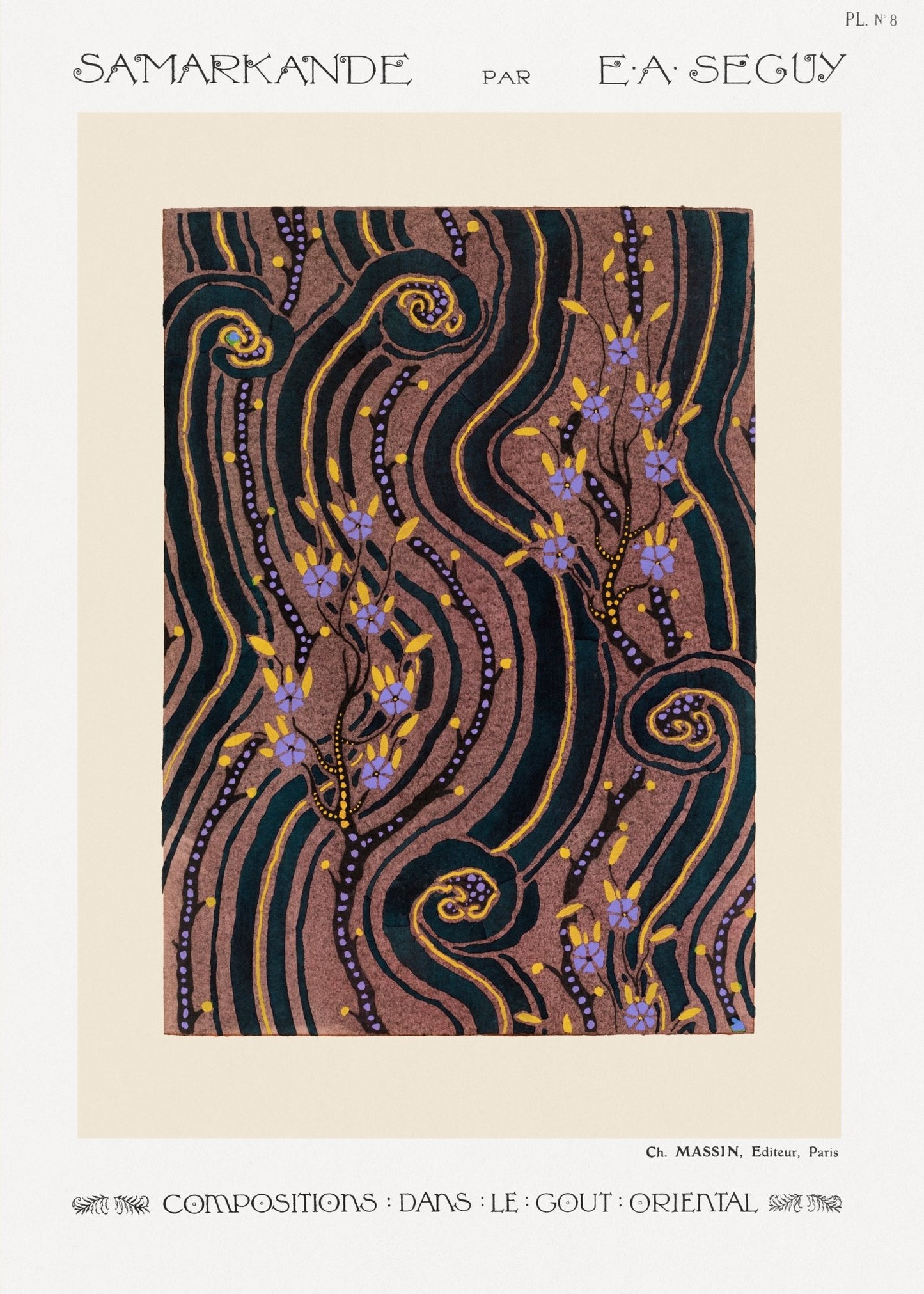 Samarkande PL 8 Flower pochoir pattern pattern (1914) - Milisima Studio