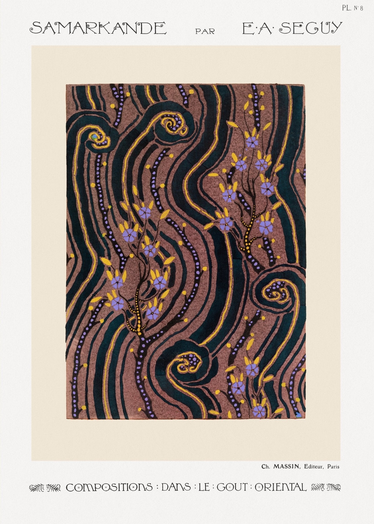Samarkande PL 8 Flower pochoir pattern pattern (1914) - Milisima Studio