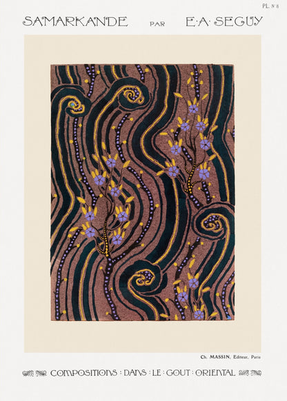 Samarkande PL 8 Flower pochoir pattern pattern (1914) - Milisima Studio
