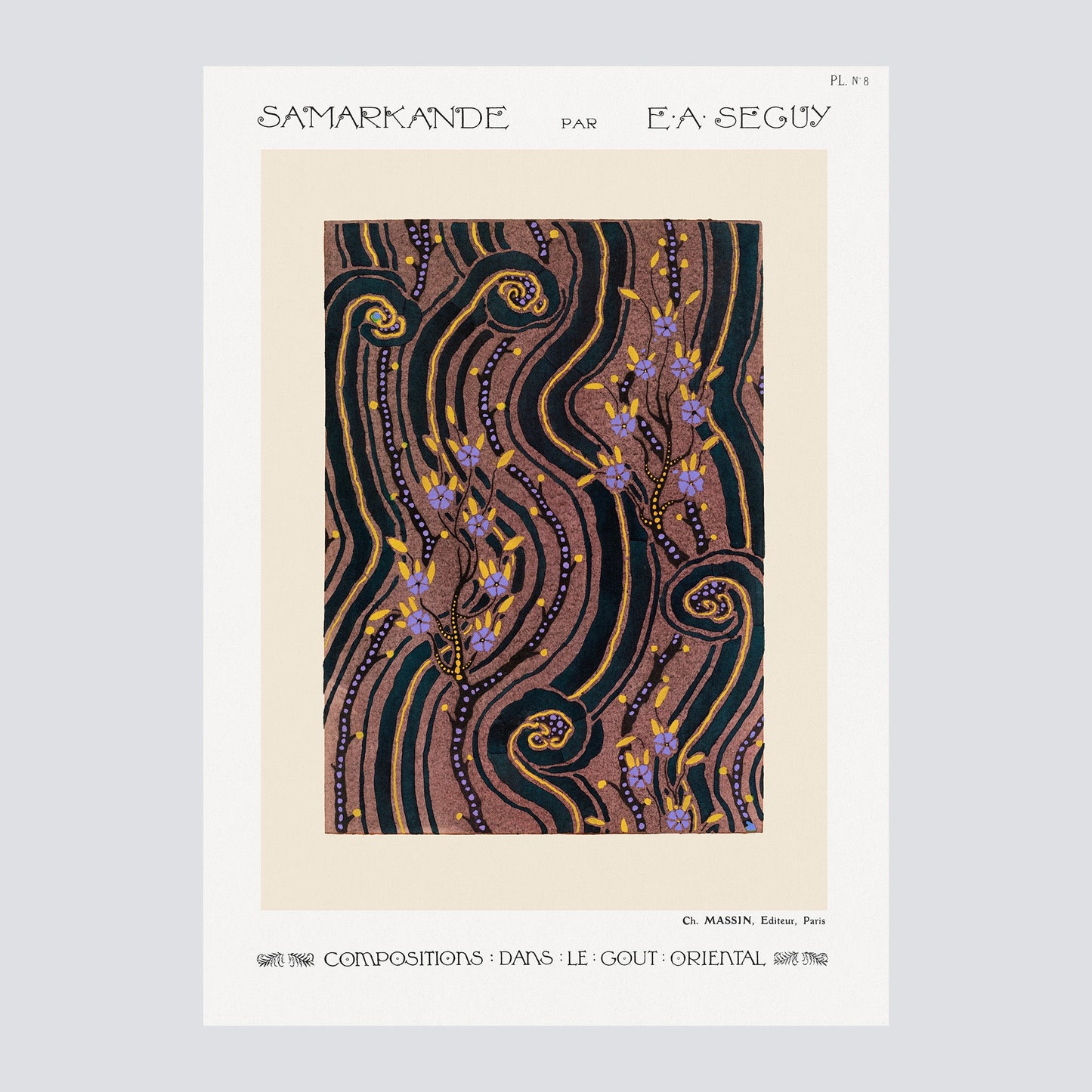 Samarkande PL 8 Flower pochoir pattern pattern (1914) - Milisima Studio